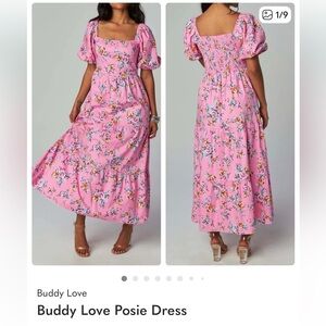 Buddy love poise cottage core puff sleeve tiered cotton floral midi dress